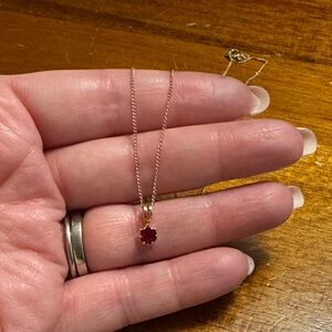 Red‎ Crystal Gold Filled Necklace